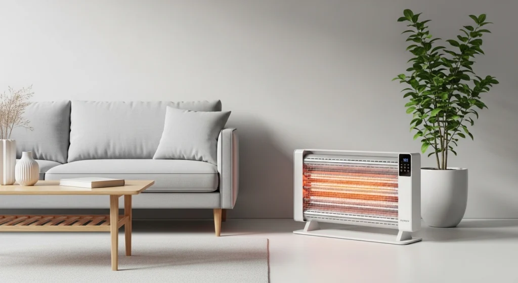 ceramic heater with thermostat in modern UK living room