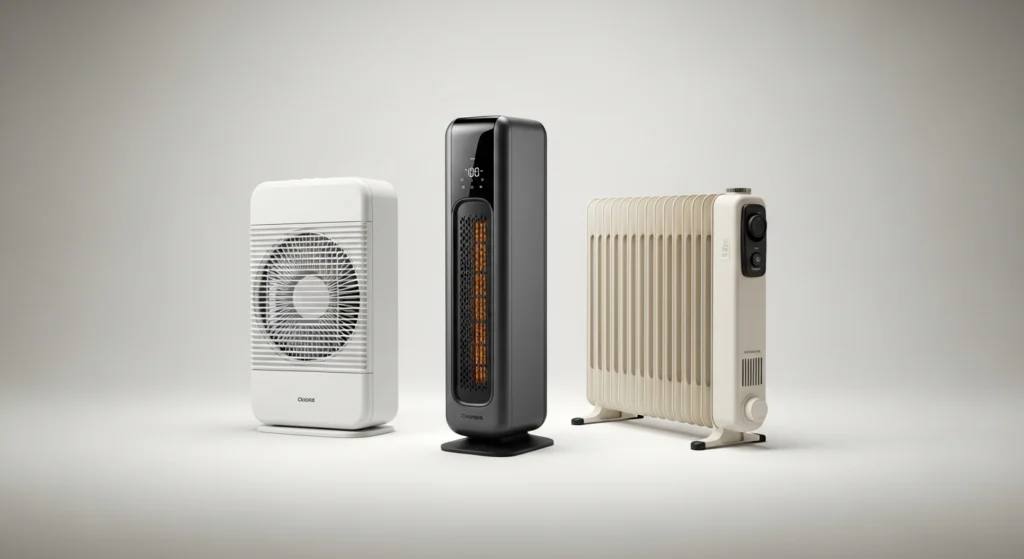 fan heater ceramic heater and oil radiator side by side comparison