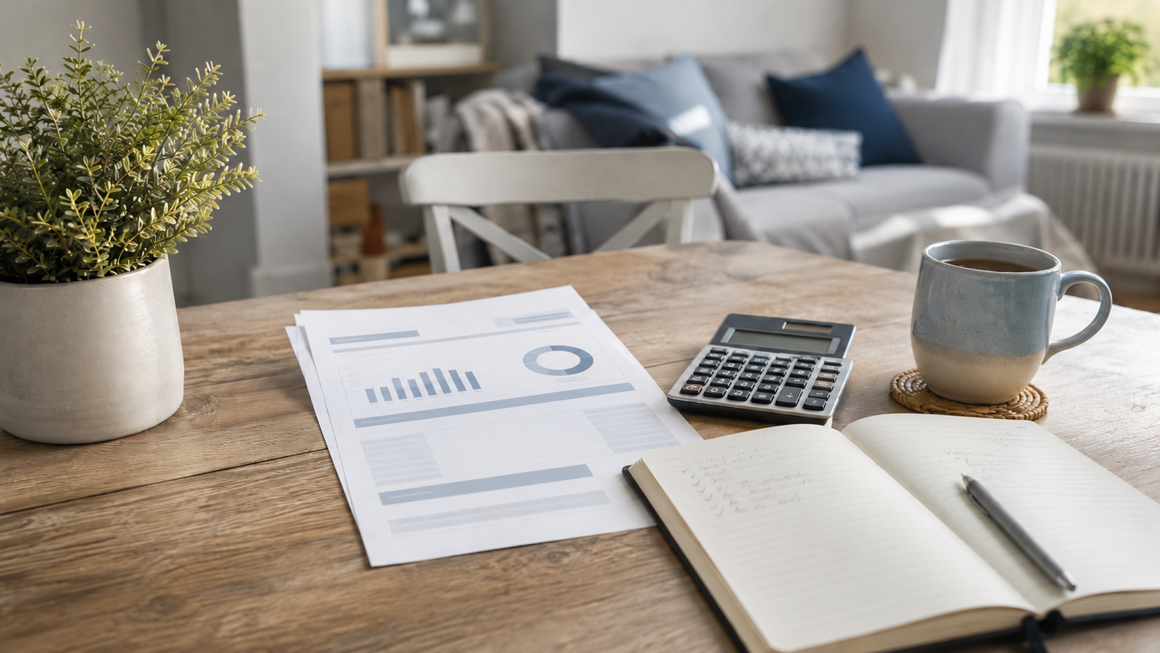 Electricity bill and calculator on a table