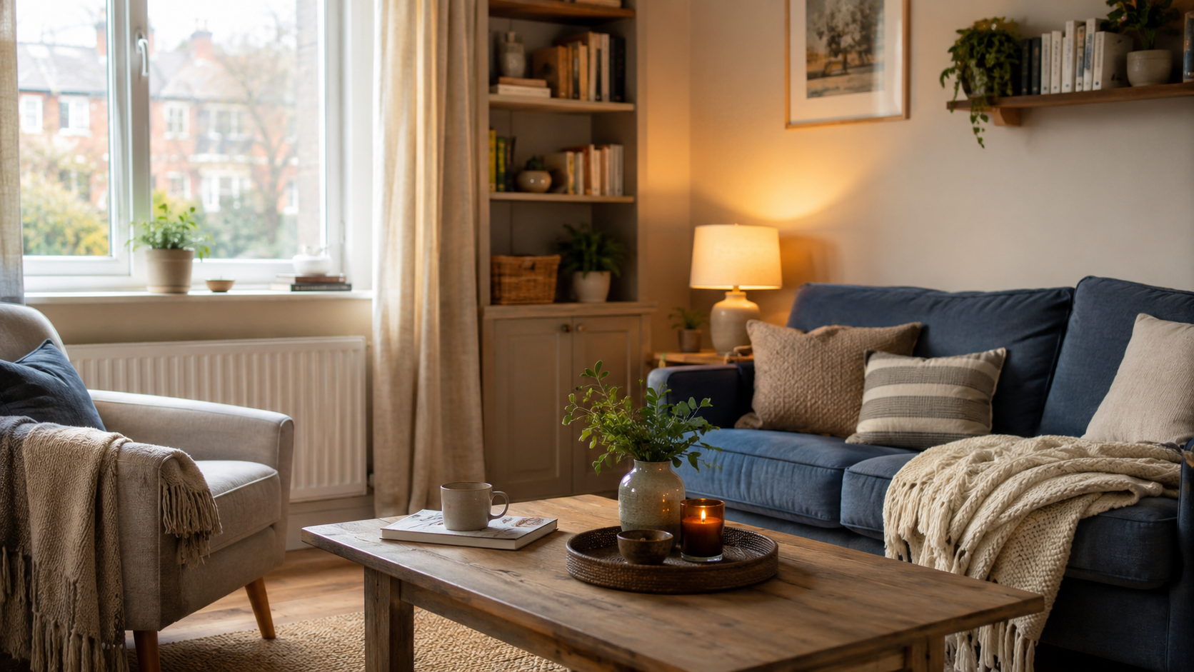 Warm living room with soft natural light