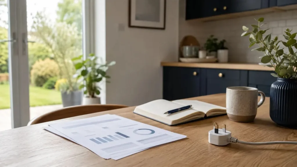 Generic UK electricity bill used to explain kWh in a home energy guide
